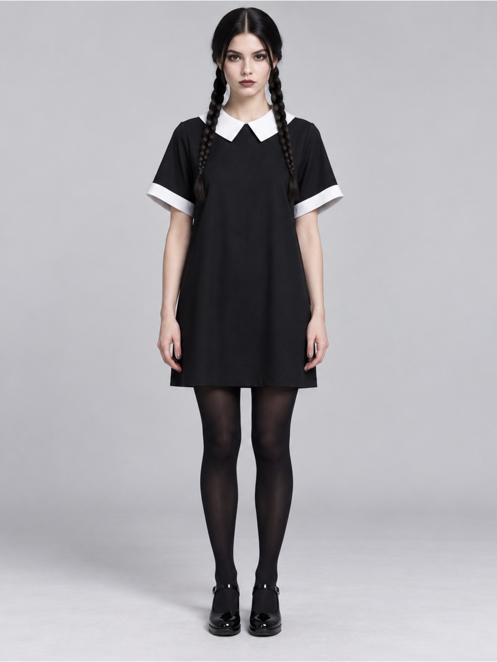 Wednesday Addams Spirit Black Dress White Collar Short Sleeve Costume xl x large